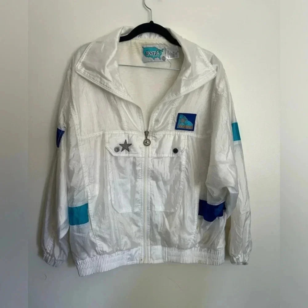 IXSPA 2000 White with Color blocks 80s Windbreaker, Size Medium